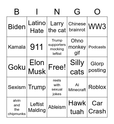Elections day bingo Card