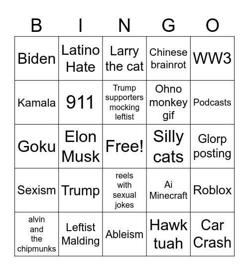 Elections day bingo Card