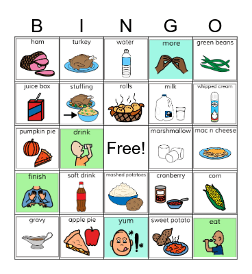 ASL Thanksgiving Fun Friday Bingo Card