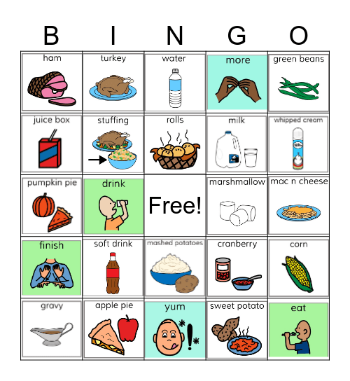 ASL Thanksgiving Fun Friday Bingo Card