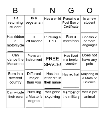 UNCC Center for Graduate Life 2016 Wine and Cheese Bingo Card