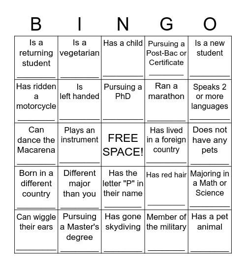 UNCC Center for Graduate Life 2016 Wine and Cheese Bingo Card
