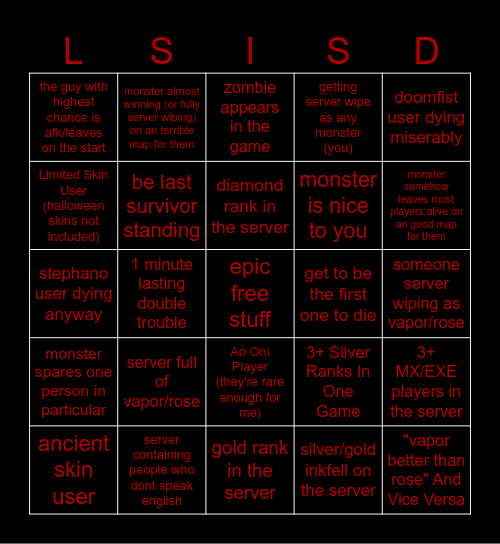 (another) Pillar Chase 2 Bingo Card