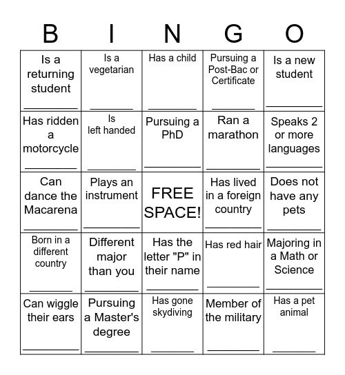 UNCC Center for Graduate Life 2016 Wine and Cheese Bingo Card