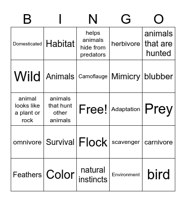 Animal Science Bingo Card