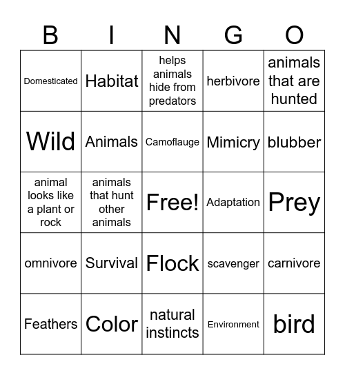 Animal Science Bingo Card