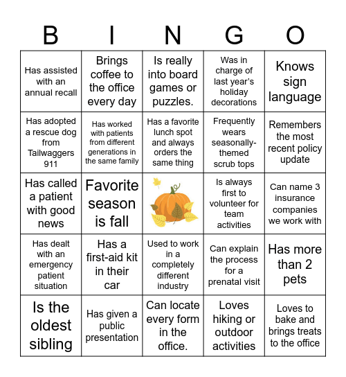 Moreland OB-Gyn B-I-N-G-O Bingo Card