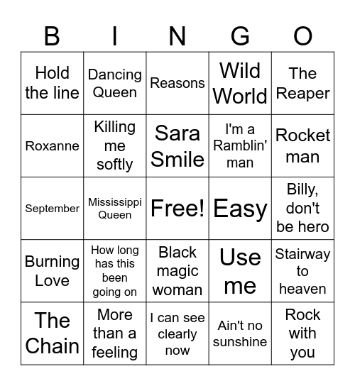 70's #2 Bingo Card