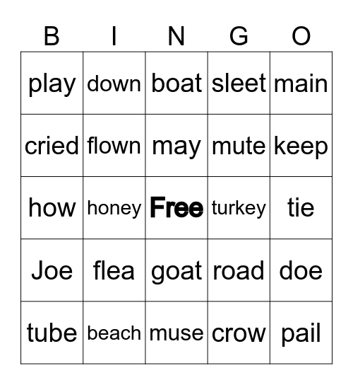 Long Vowels Bingo Card