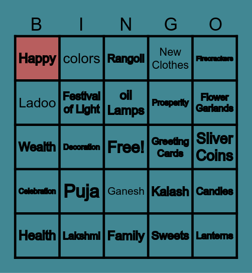 Diwali Bingo Card