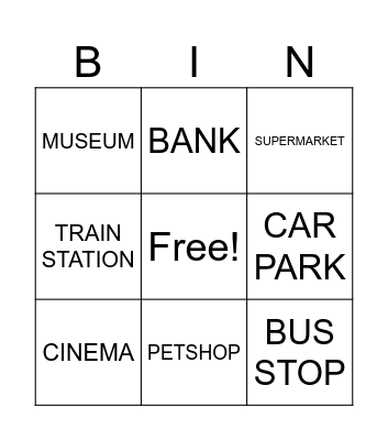 PLACES IN TOWN Bingo Card