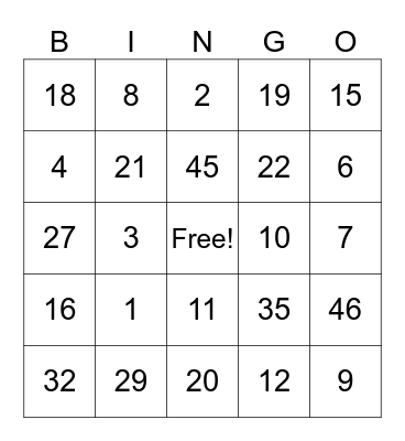 Thanksgiving Bingo! Bingo Card