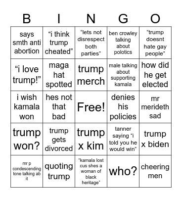 post election bingo Card