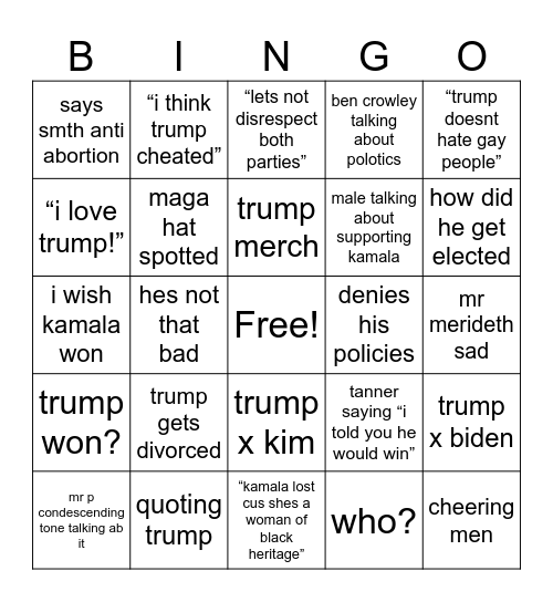 post election bingo Card