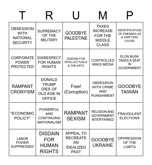 Fascism Bingo! Bingo Card