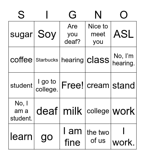 Mango Lesson 2 Bingo Card