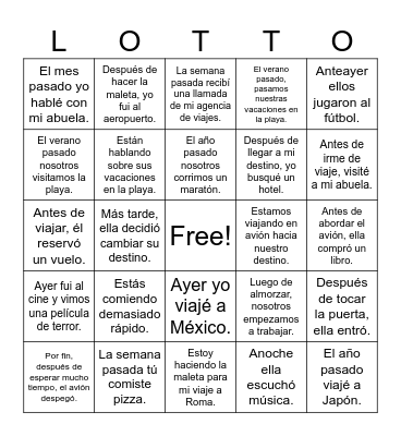 Viajar Bingo Card