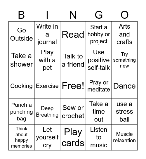 Self Care Bingo Card