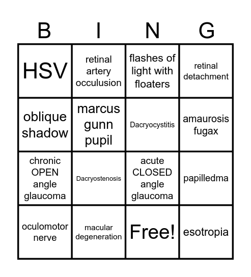 THE EYE Bingo Card