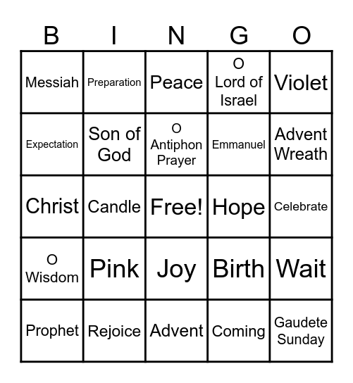 ADVENT Bingo Card