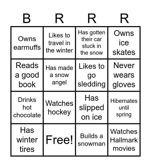 Winter Bingo Card