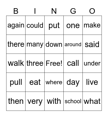 Words to Know Units 1-2 Bingo Card