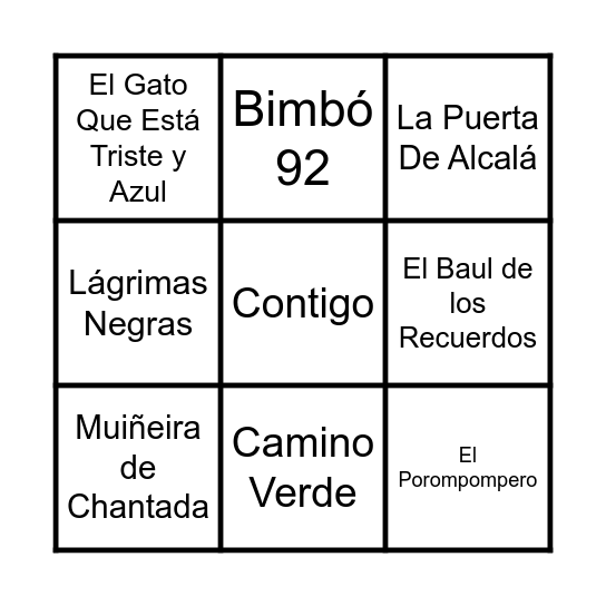 BINGO MUSICAL Bingo Card