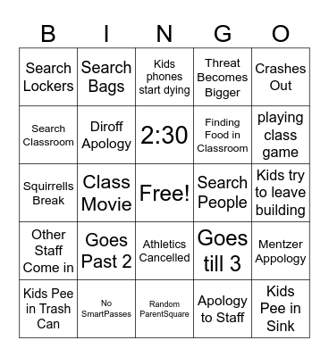 Lock In Bingo Card