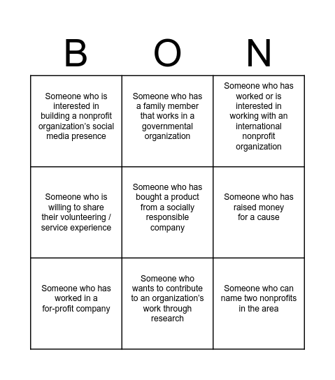 Sector Bingo Card