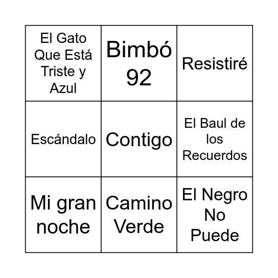 BINGO MUSICAL Bingo Card