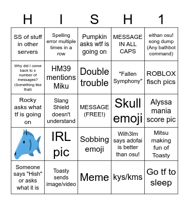 Hish Group Chat BINGO Card