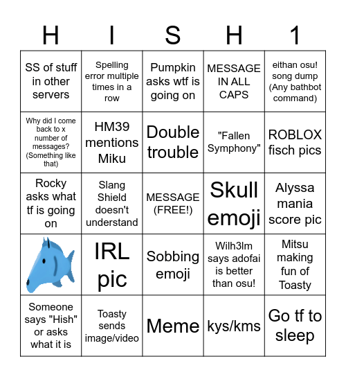 Hish Group Chat BINGO Card