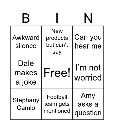 Town Hall Bingo Card