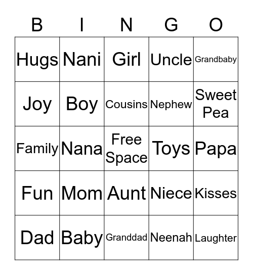 Baby Freman Bingo Card