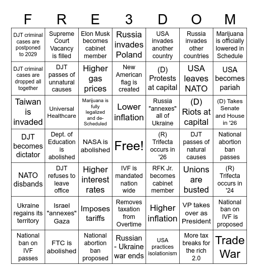 DJT Bingo Card