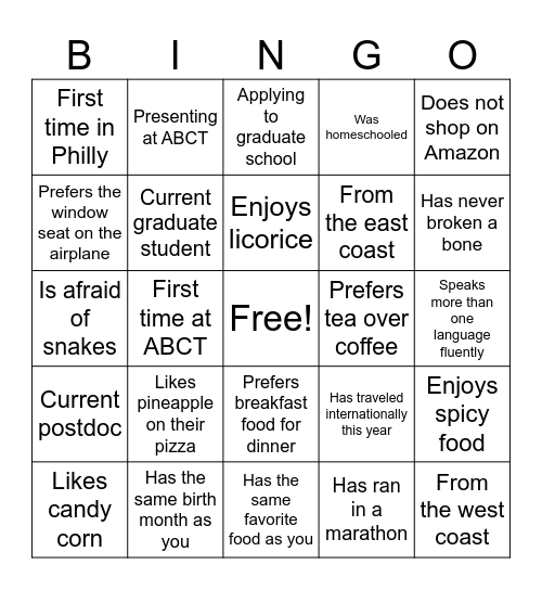 DIS SIG Social Hour!! Bingo Card