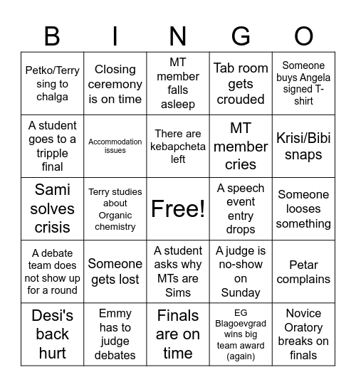 MT Bingo Card