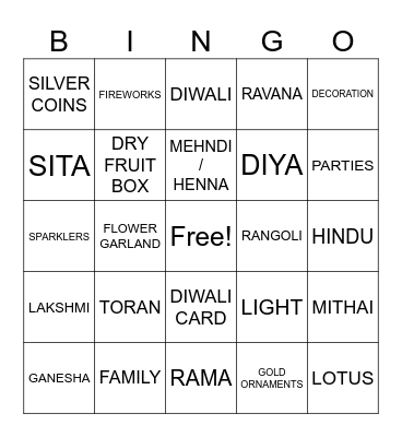 Diwali Bingo Card