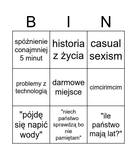 Roman Bingo Card