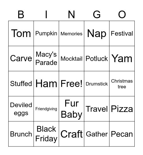 Pie Bingo Card
