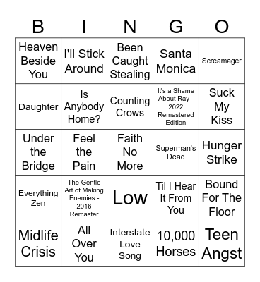 Flannel Rock Bingo Card