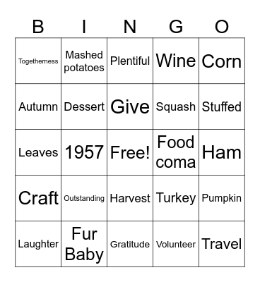 Pie Bingo Card