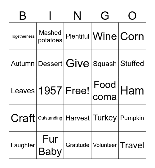 Pie Bingo Card