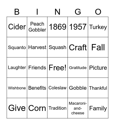 Pie Bingo Card
