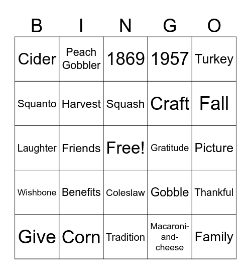 Pie Bingo Card