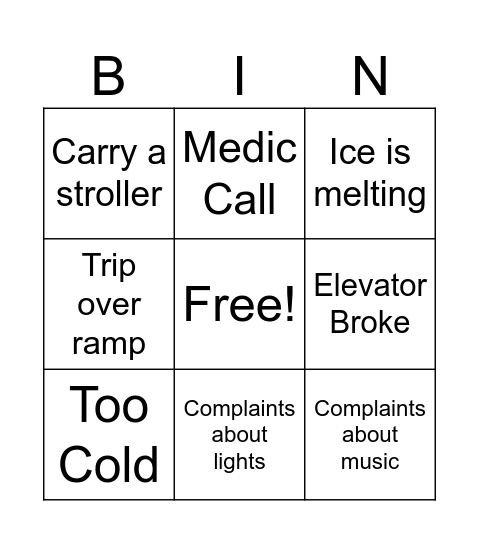 CRAFT FAIR BINGO Card