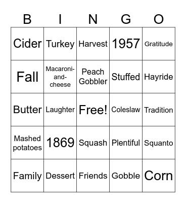 Pie Bingo Card