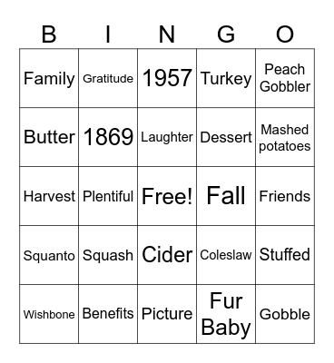 Pie Bingo Card