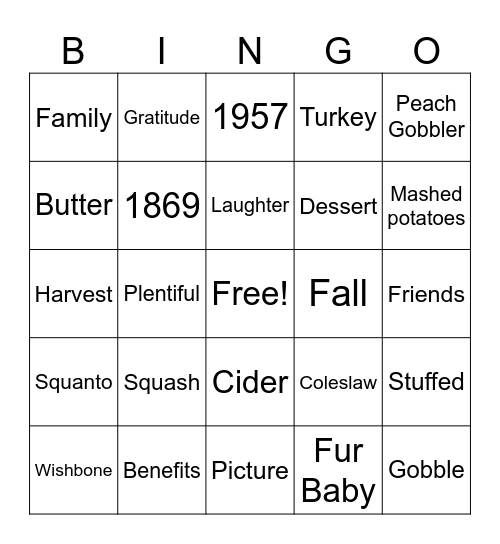 Pie Bingo Card