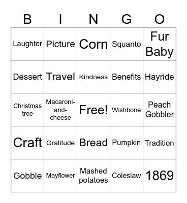 Pie Bingo Card